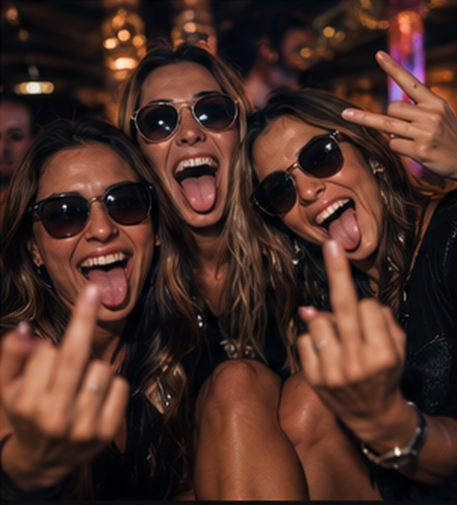 Friends laughing together on a night out