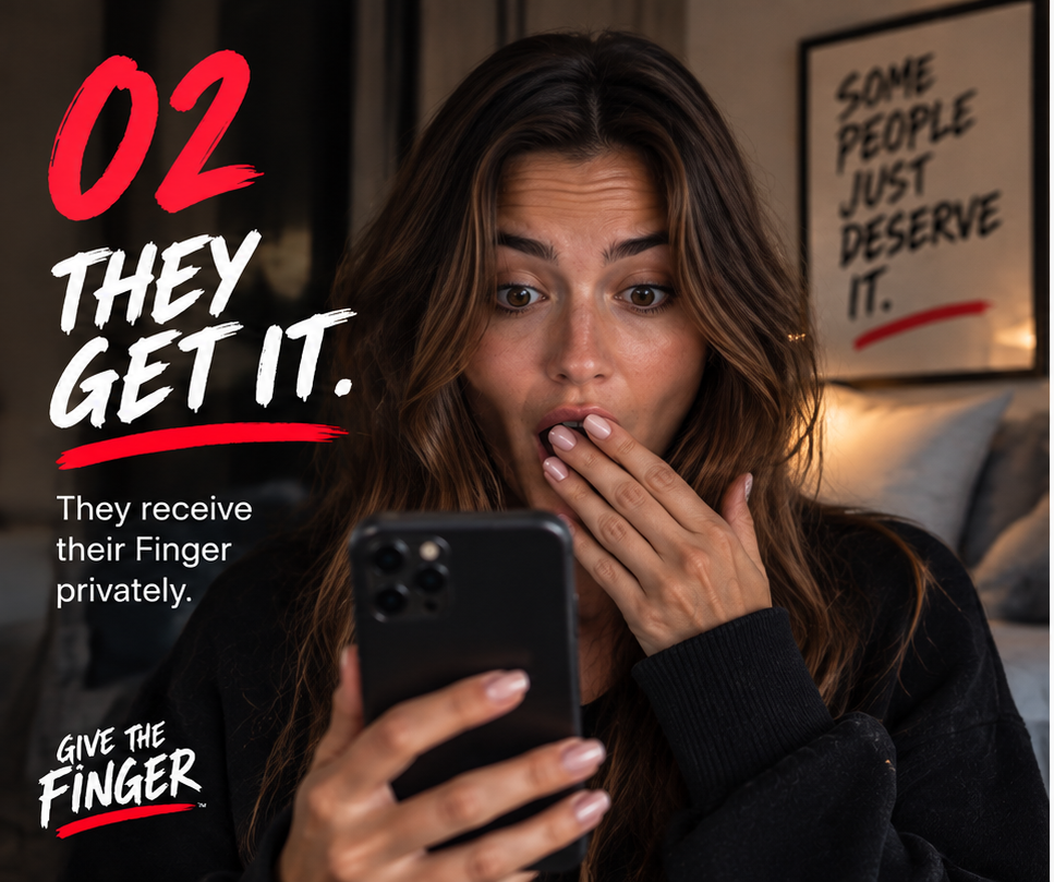 Step 2: A surprised woman receives her private Finger on her phone